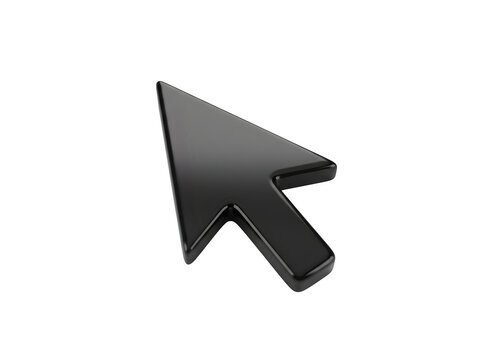 3d rendered glossy black computer mouse cursor pointer isolated on transparent background