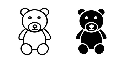 Fototapeta premium Teddy bear icon flat outline in black