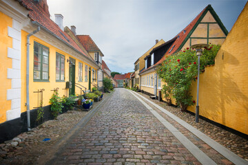 Fototapeta premium Colorful houses of Rudkøbing town on the Langeland island, Denmark