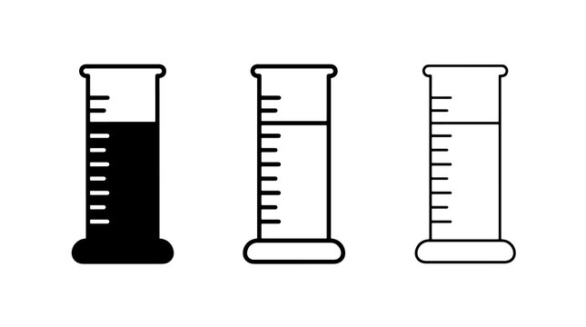 Minimalist graduated cylinder icons featuring different liquid levels in vector style