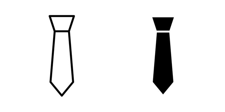 Tie icon flat outline in black