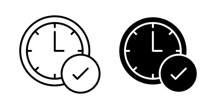 Time check icon flat outline in black