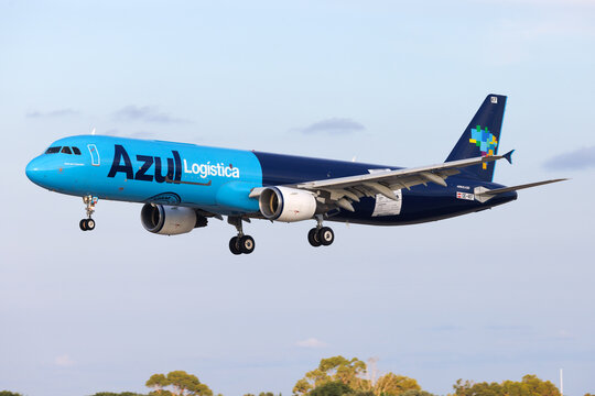 Luqa, Malta - September 17, 2026: Azul Cargo Airbus A321-211(P2F) (REG: OE-IKF) latest addition to Azul Logistica on delivery flight. To be registered PS-AJF when in service.