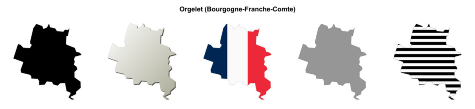 Orgelet (Bourgogne-Franche-Comte) blank outline map set