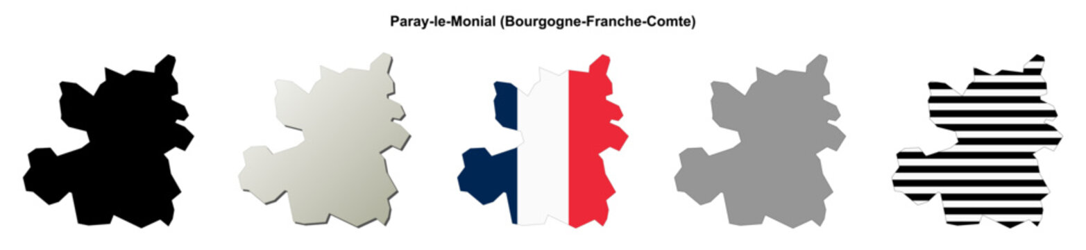 Paray-le-Monial (Bourgogne-Franche-Comte) blank outline map set