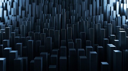 Obraz premium 3d rendering of a large number of small, rectangular blocks arranged in a grid-like pattern. the blocks are all the same size and shape, and they are all black in color.