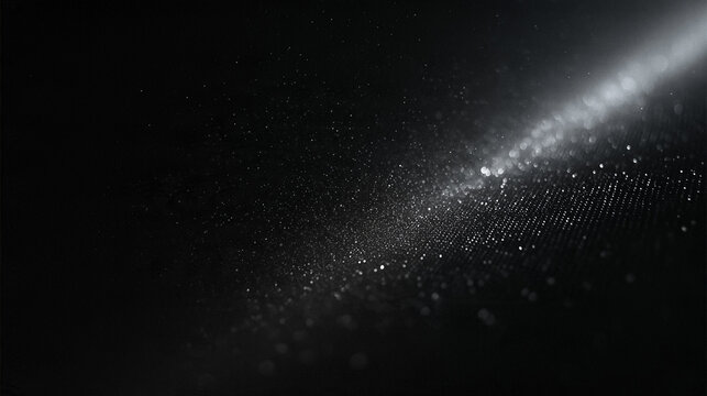 Beam of Light with Sparkling Particles on Dark Background