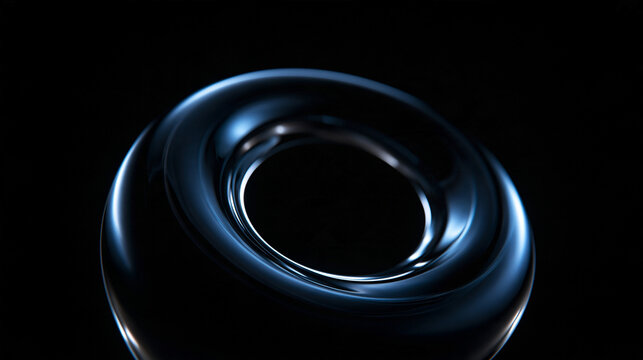 Abstract Glossy Dark Blue Metallic Torus Ring