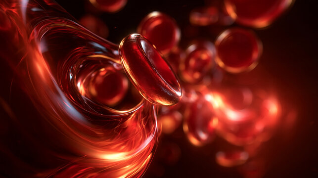 Red Blood Cells Flowing Through Vein in Bloodstream