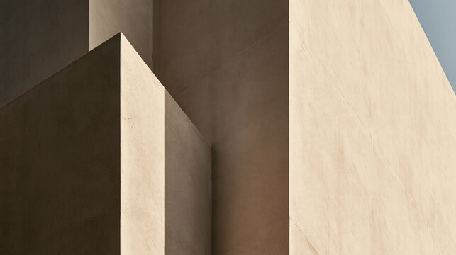 Minimalist Architectural Detail of Geometric Concrete Walls with Shadows