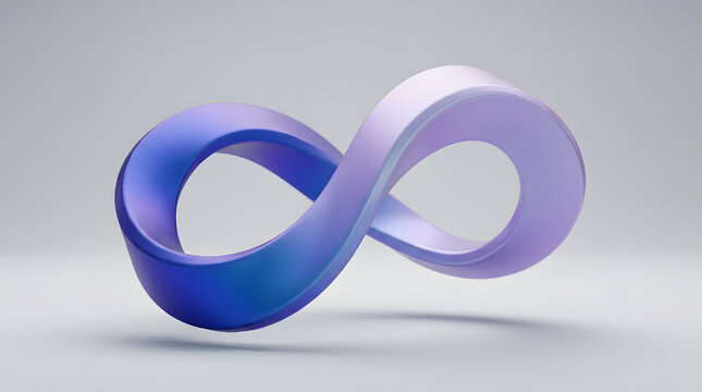 3D purple blue infinity symbol floating on gray background