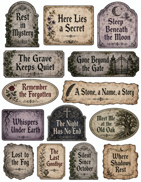 cemetery sentiments ephemera sheet antique paper collage