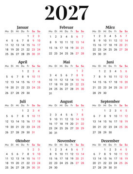German 2027 for Germany minimalist calendar Kalender planner