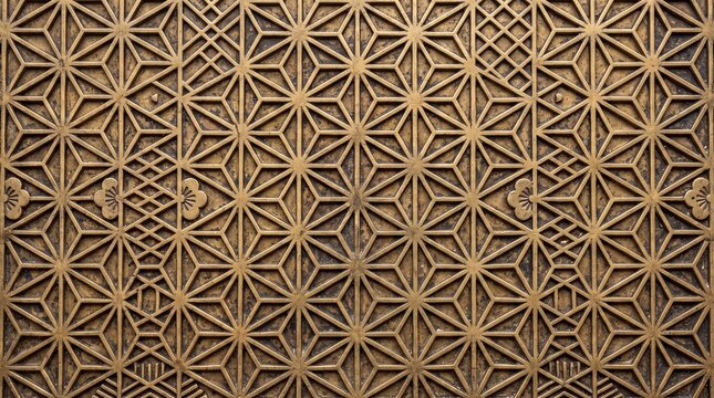 Intricate Japanese Kumiko Geometric Lattice Pattern Background