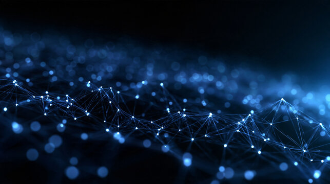 Abstract Blue Digital Network Connection and Big Data Concept