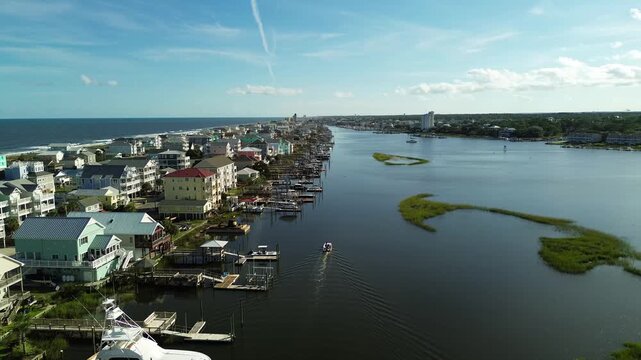Aerial view of Carolina Beach houses, in New Hanover County, North Carolina