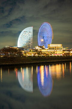 Yokohama city skyline at night. Japan