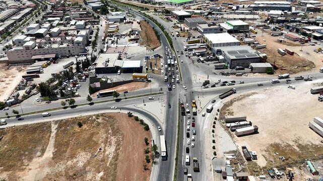 gaziantep, turkey, antep, traffic, drone, aerial, aerial view, drone shot, highway, road, cars, vehicles, urban, city, transportation, commute, asphalt, intersection, street, overview, travel, turkish