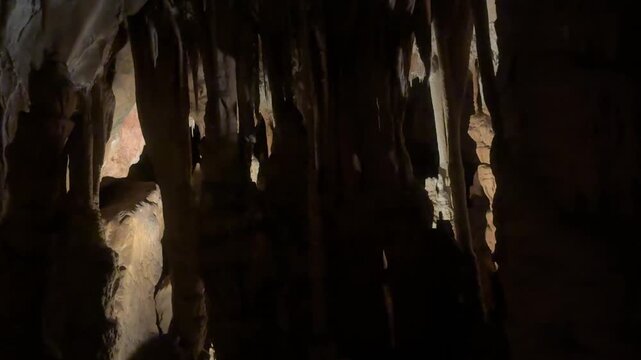 Domica Cave, Slovakia - 09.13.2026: Video from inside, rock formations and speleothems in Domica Cave