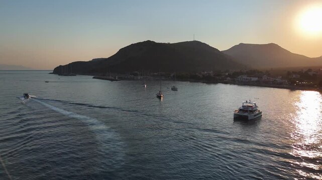 Beautiful Sunset Over Palamutbuku Beach and Sea in Datca