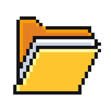 Retro Pixel Art Folder Icon for Digital File Management and Gaming UI