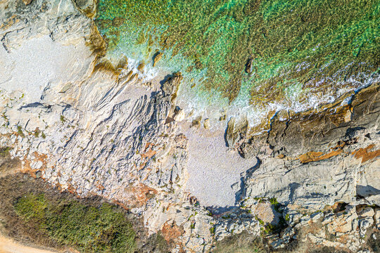 Croatia, Istria, aerial view of coast near Liznjan