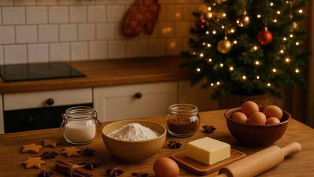Cozy holiday kitchen scene