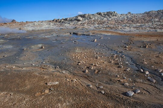 Hverir geothermal area with volcanic landscape in Iceland