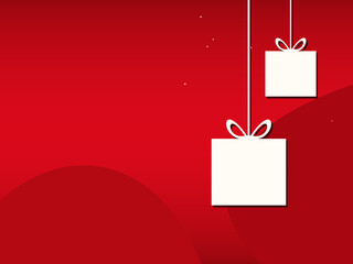 Fototapeta premium Red Christmas gift boxes with left copy space