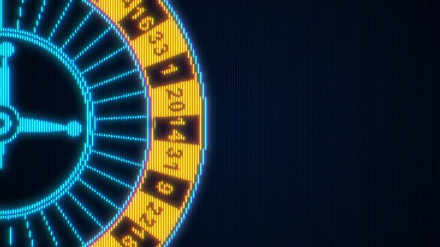 Pixel art of casino roulette rotation. The casino wheel is spinning. Concept of online betting and gambling. 8 bit dandy style motion graphics background
