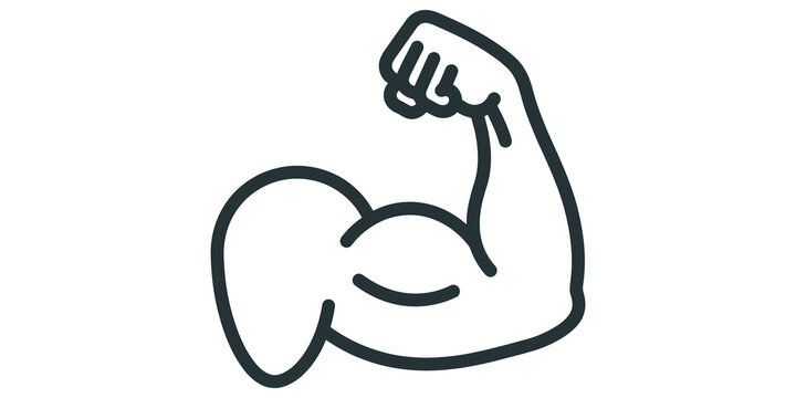 Bicep muscle icon showing strength and fitness for healthy lifestyle promotion.