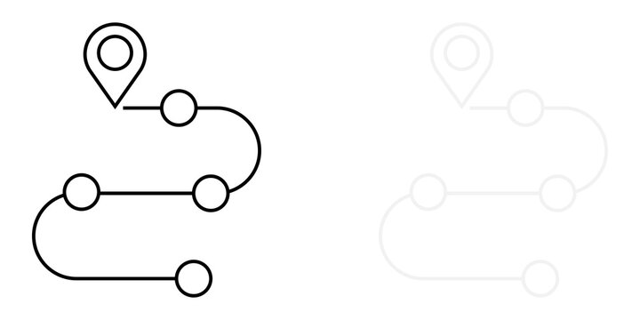 Map route icon with location pin and path markers for navigation and travel planning