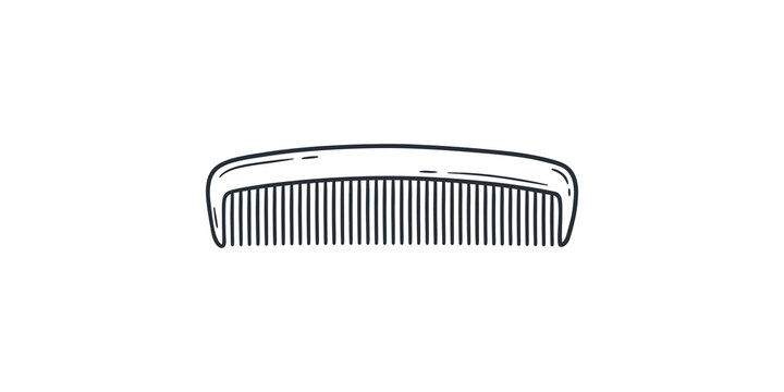 Handheld hair comb icon with simple line art design for beauty salon tools and personal grooming styling accessories.