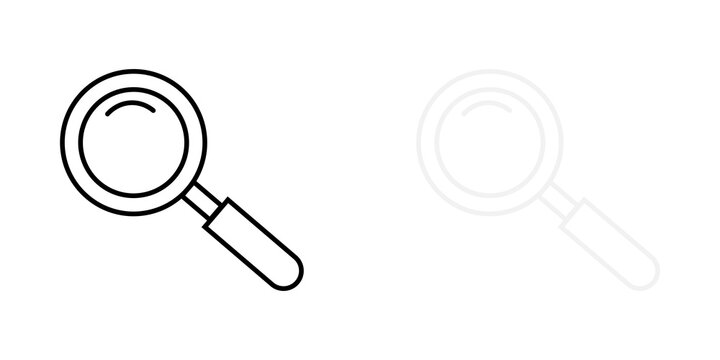 Black line art magnifying glass icon with a faint ghost copy on the side