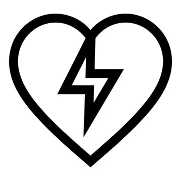 Heart with lightning bolt flat icon for energy or health