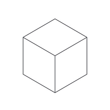 Isometric cube geometry outline icon