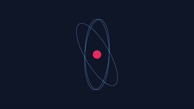 Minimalist atom model animation rotating in 3 d space for science and technology concepts 4k physics