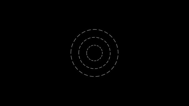 Minimalist concentric circles pulsing animation on 4k black background, for motion and, ui motion minimalist