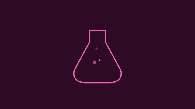 Minimalist pink laboratory erlenmeyer flask animation for science and chemistry education projects 4k