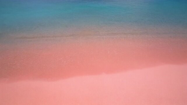 Pink Sand Beach and Turquoise Ocean Water Abstract Aerial View