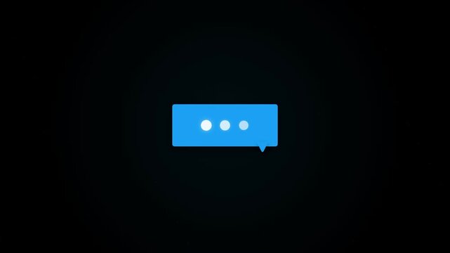 Minimalist chat bubble icon with glowing white ellipsis dots on a dark background, representing online communication and digital support, ideal for mobile app UI design and website contact pages.