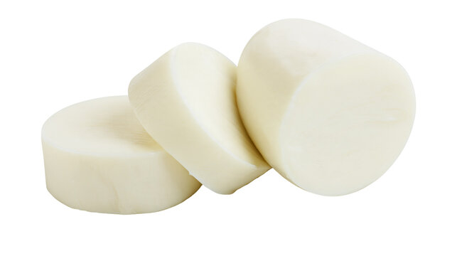 Isolated delicious fresh hearts of palm, whole and sliced, ready for culinary preparation.