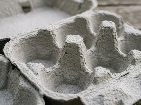 Grey recycled paperboard egg carton texture with molded pulp material