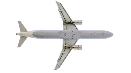 Isolated commercial passenger airplane in top view, modern jet aircraft ready for flight © David
