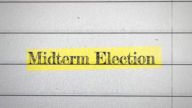 Midterm election title text animation with yellow highlight 4k footage on textured paper