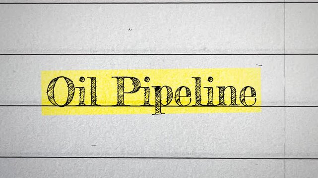 Oil pipeline text animation with highlighted words on crumpled paper background 4k footage