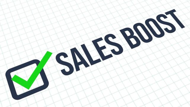 Sales boost 4k footage of checklist tick mark animation on grid background 