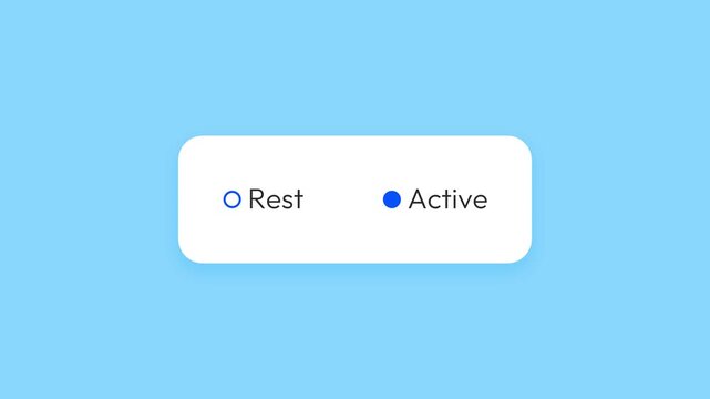 Selection between rest and active options on digital screen with blue background 4k footage close up interface design