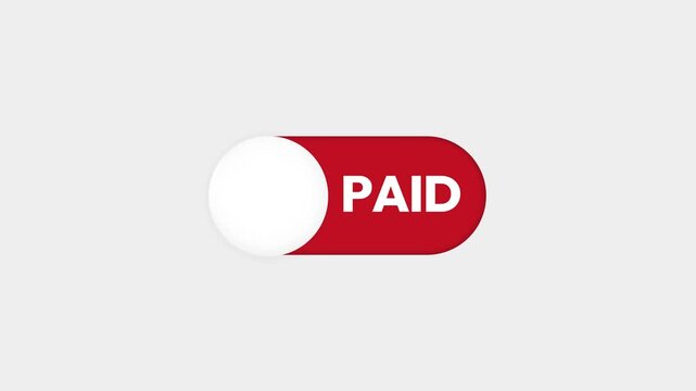 Slider toggle button animation with paid and organic text in 4k footage on isolated backdrop