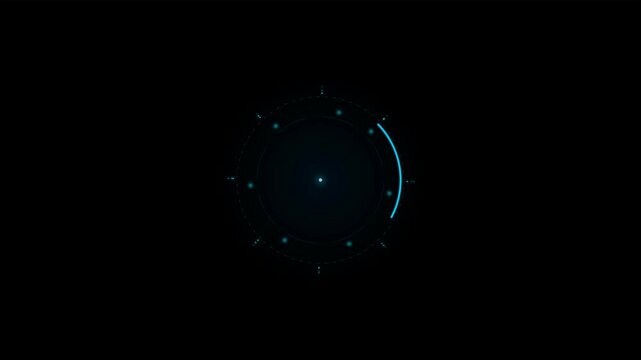 Futuristic HUD interface with glowing blue circular radar elements, representing advanced technology and cyber security, ideal for sci-fi gaming UI design and tech presentation backgrounds.